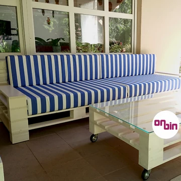 Kültéri Raklap Párna Kék - Fehér Csíkos